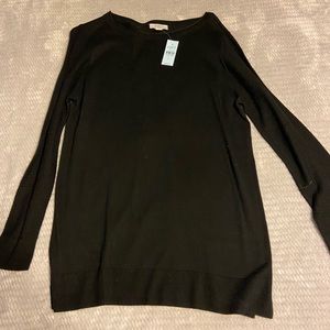 The Loft- New with tags- size large black sweater with waffle knit sleeves.